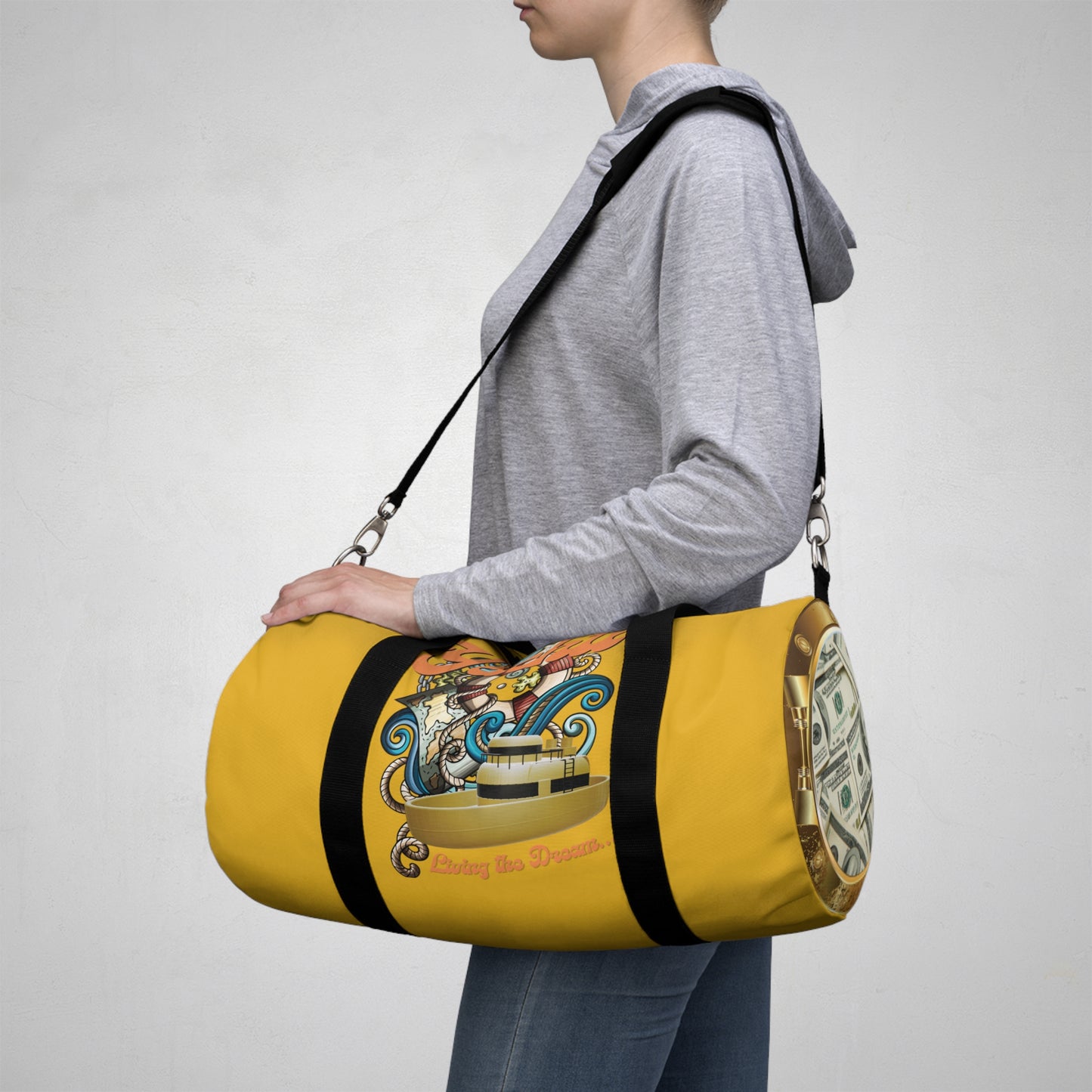 Yachti Show Me the Money Gold Duffel Bag