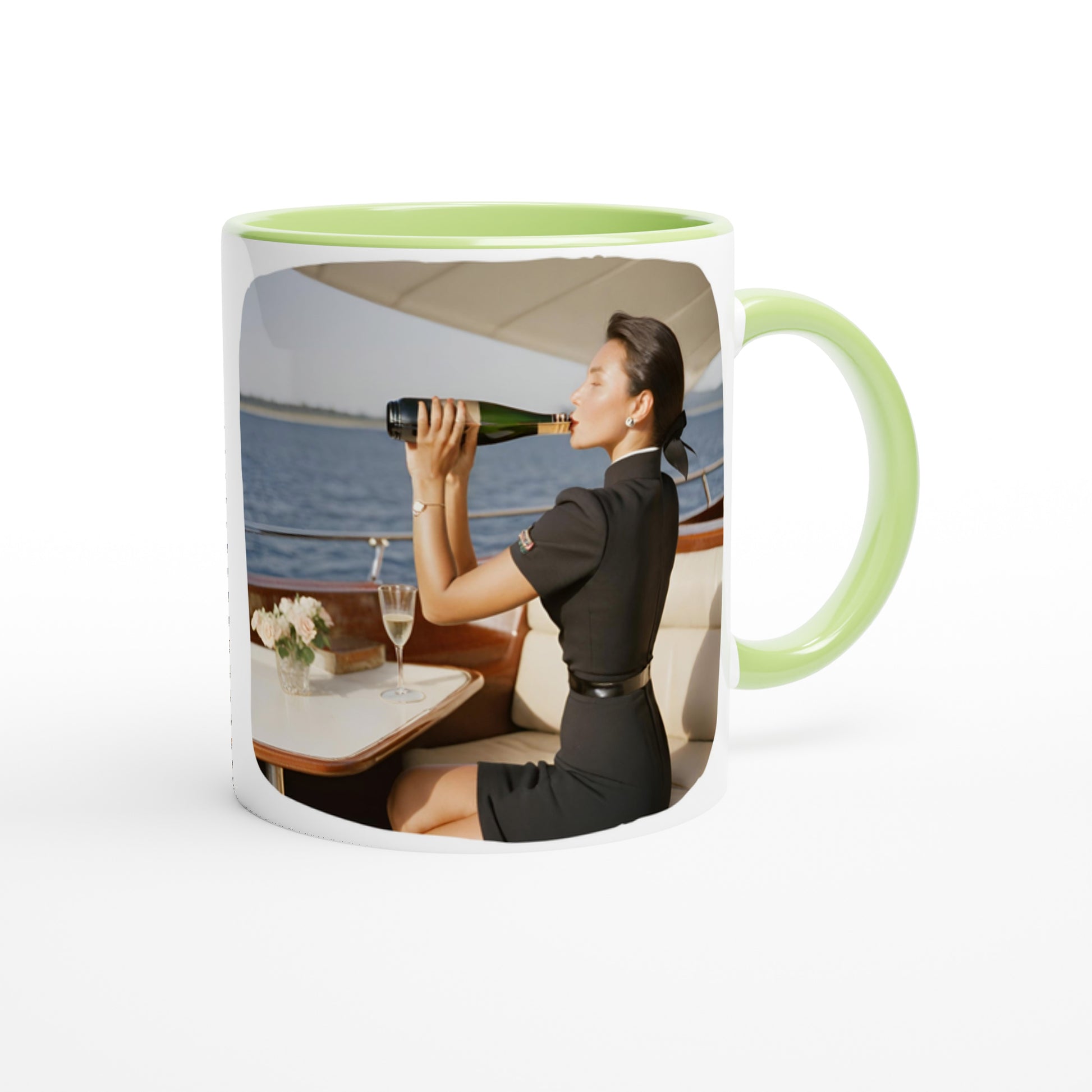 White with colour Customisable 11oz Ceramic Crew Mug - Yachtishop - Living the Dream