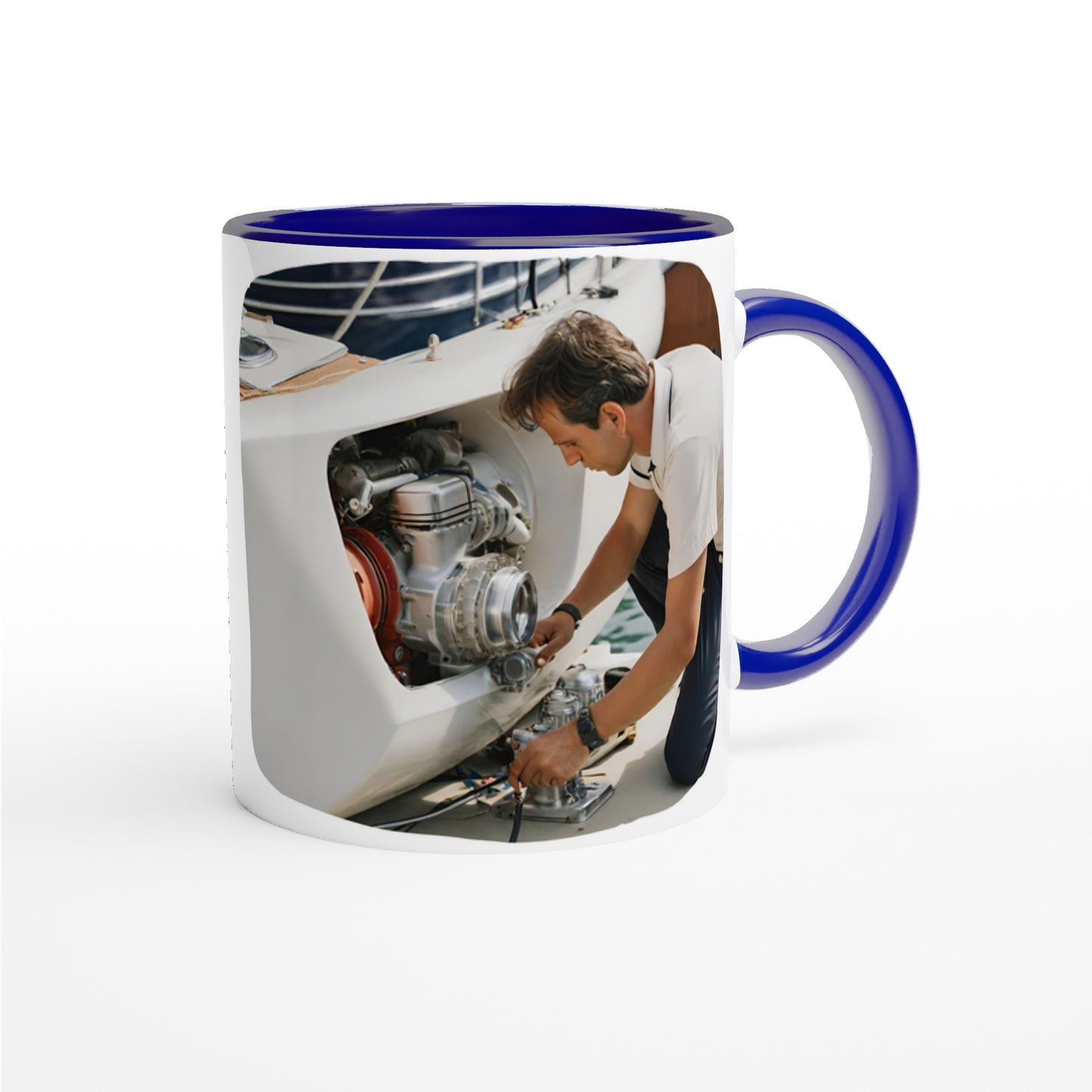 White with colour Customisable 11oz Ceramic Crew Mug - Yachtishop - Living the Dream