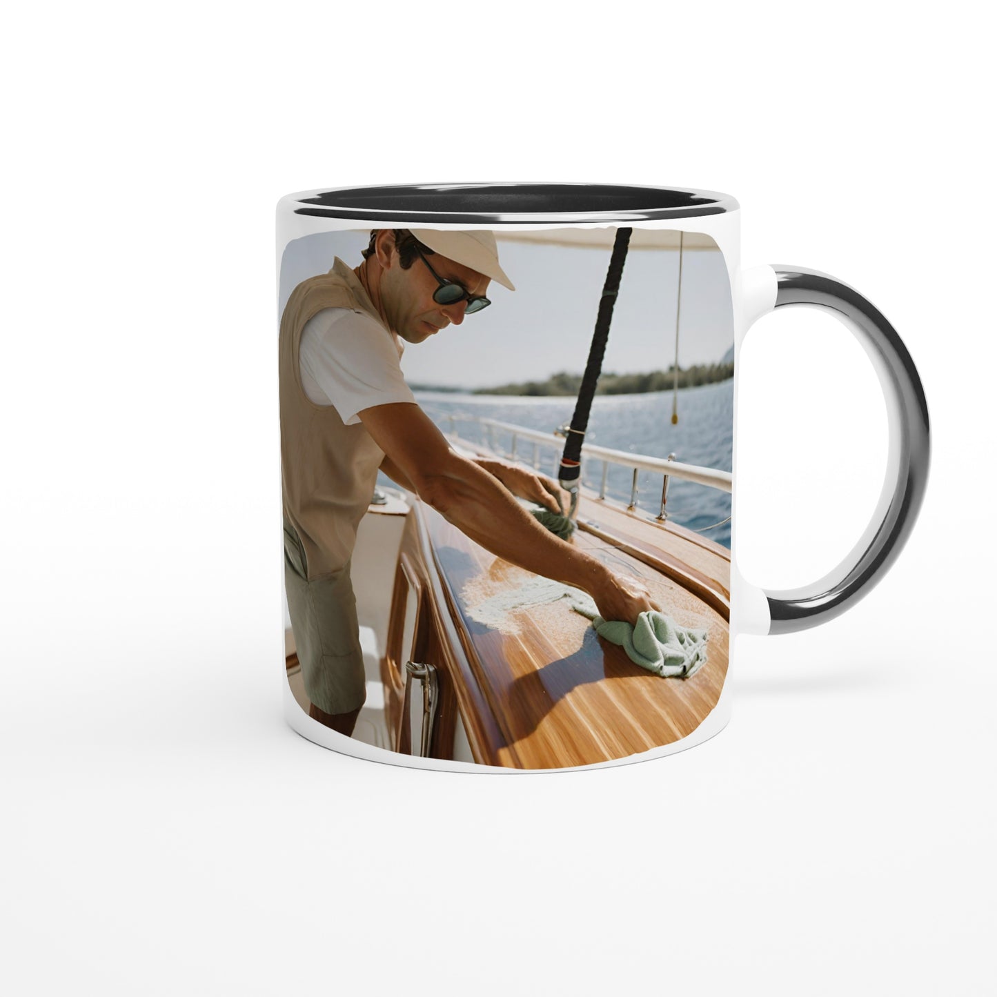 White with colour Customisable 11oz Ceramic Crew Mug - Yachtishop - Living the Dream